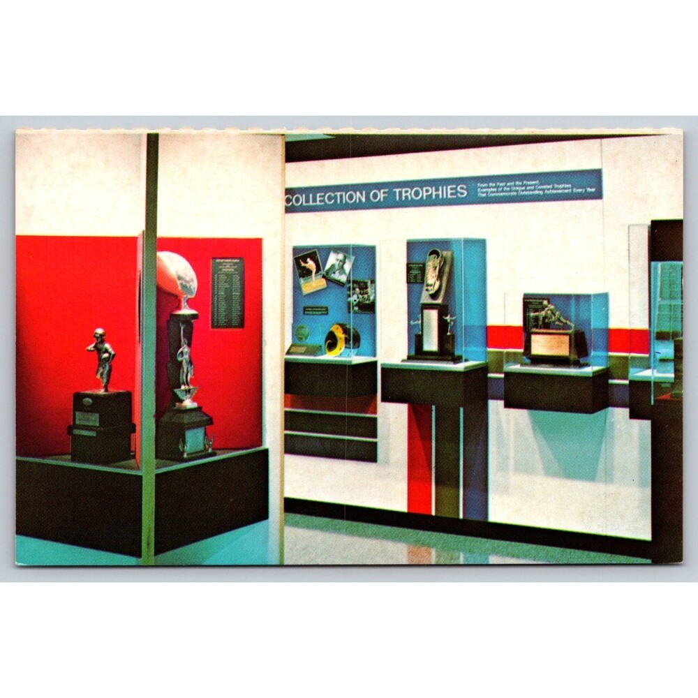 Postcard Ohio Canton Pro Football Hall of Fame Collection of Trophies c1970s OH